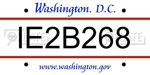 IE2B268 District Of Columbia License Plate