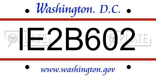 IE2B602 District Of Columbia License Plate