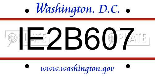 IE2B607 District Of Columbia License Plate