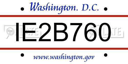 IE2B760 District Of Columbia License Plate