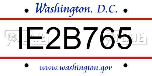 IE2B765 District Of Columbia License Plate