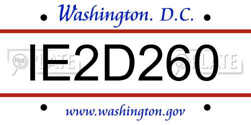 IE2D260 District Of Columbia License Plate