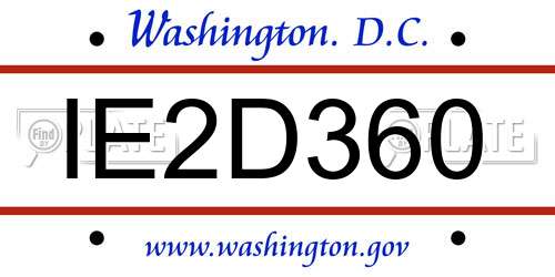 IE2D360 District Of Columbia License Plate