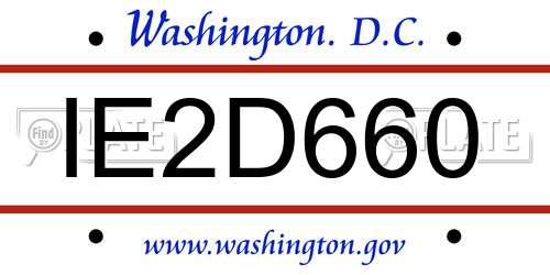 IE2D660 District Of Columbia License Plate