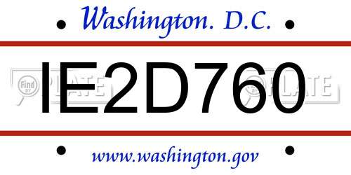IE2D760 District Of Columbia License Plate