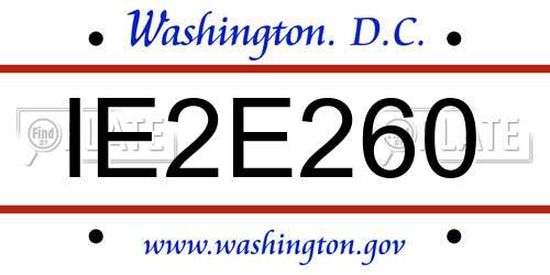 IE2E260 District Of Columbia License Plate