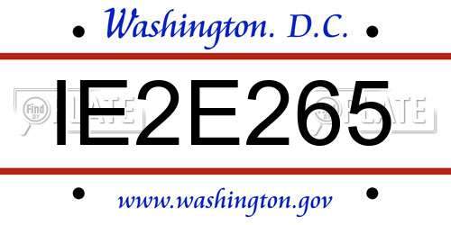 IE2E265 District Of Columbia License Plate
