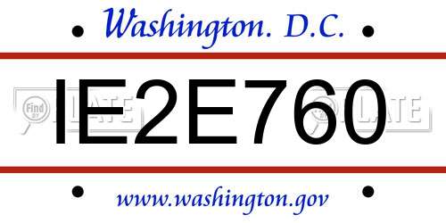 IE2E760 District Of Columbia License Plate