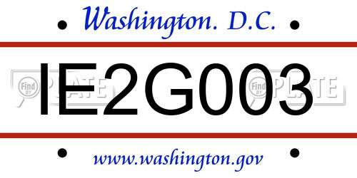IE2G003 District Of Columbia License Plate