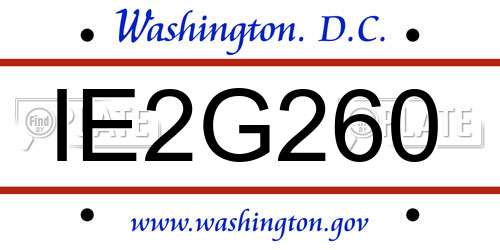 IE2G260 District Of Columbia License Plate