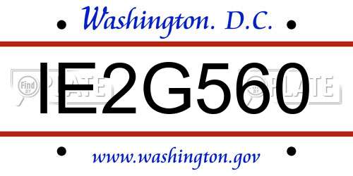 IE2G560 District Of Columbia License Plate