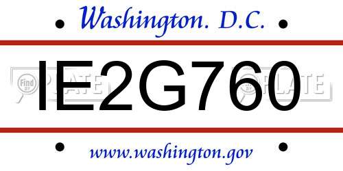 IE2G760 District Of Columbia License Plate