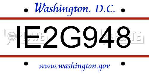 IE2G948 District Of Columbia License Plate