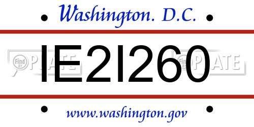 IE2I260 District Of Columbia License Plate