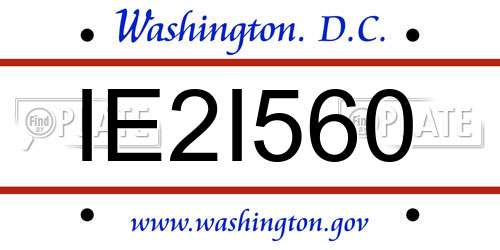 IE2I560 District Of Columbia License Plate