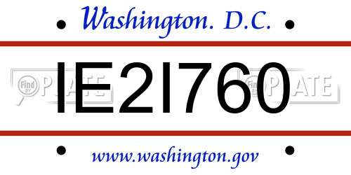 IE2I760 District Of Columbia License Plate