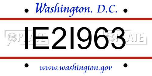 IE2I963 District Of Columbia License Plate