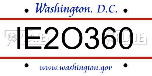 IE2O360 District Of Columbia License Plate