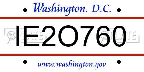 IE2O760 District Of Columbia License Plate