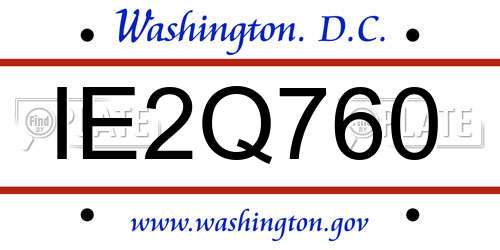IE2Q760 District Of Columbia License Plate