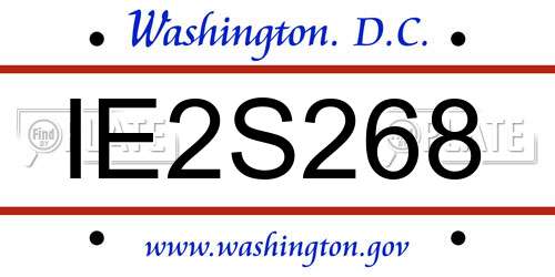 IE2S268 District Of Columbia License Plate