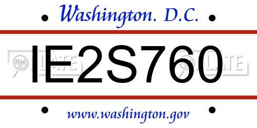 IE2S760 District Of Columbia License Plate