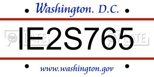 IE2S765 District Of Columbia License Plate