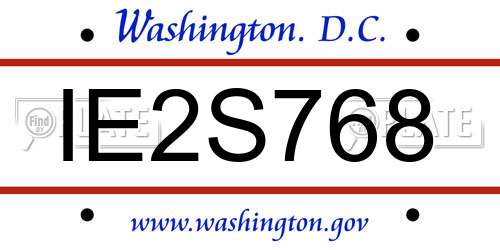 IE2S768 District Of Columbia License Plate