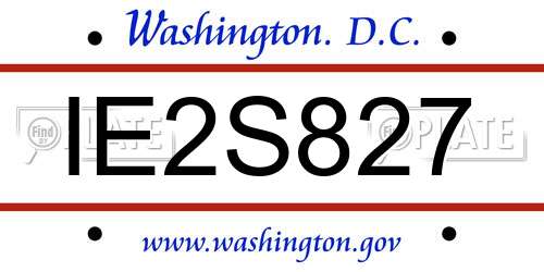 IE2S827 District Of Columbia License Plate