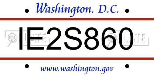 IE2S860 District Of Columbia License Plate