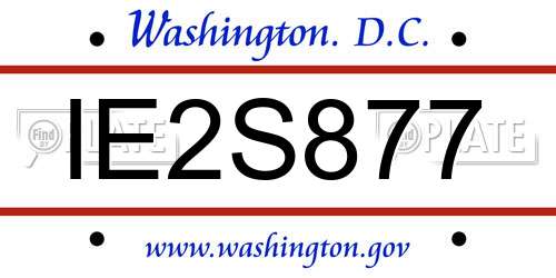 IE2S877 District Of Columbia License Plate