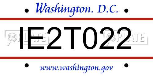 IE2T022 District Of Columbia License Plate
