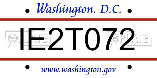 IE2T072 District Of Columbia License Plate