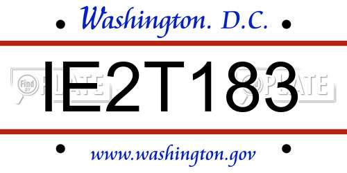 IE2T183 District Of Columbia License Plate