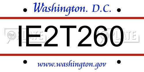 IE2T260 District Of Columbia License Plate