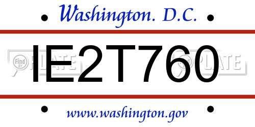 IE2T760 District Of Columbia License Plate