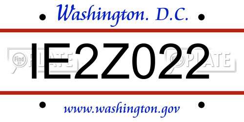 IE2Z022 District Of Columbia License Plate
