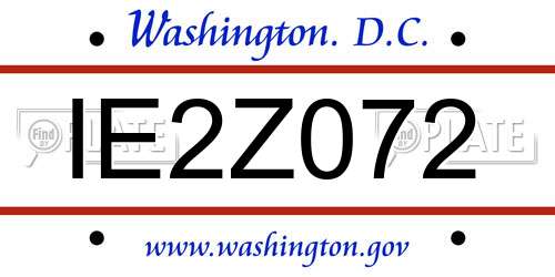 IE2Z072 District Of Columbia License Plate