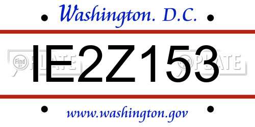 IE2Z153 District Of Columbia License Plate