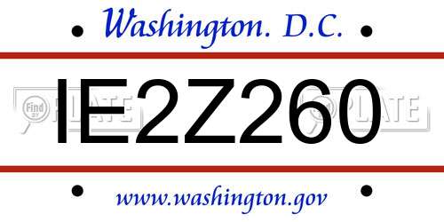 IE2Z260 District Of Columbia License Plate