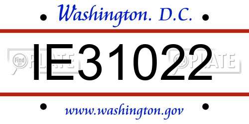 IE31022 District Of Columbia License Plate