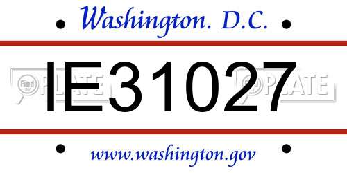 IE31027 District Of Columbia License Plate
