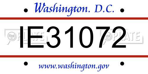IE31072 District Of Columbia License Plate