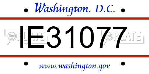 IE31077 District Of Columbia License Plate