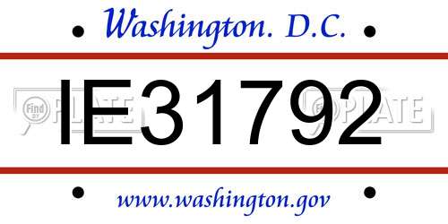 IE31792 District Of Columbia License Plate