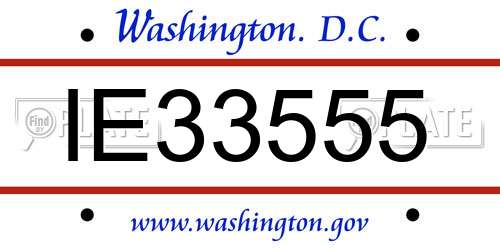 IE33555 District Of Columbia License Plate
