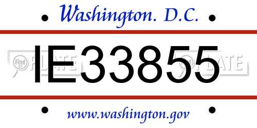 IE33855 District Of Columbia License Plate