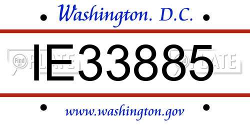 IE33885 District Of Columbia License Plate