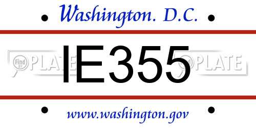 IE355 District Of Columbia License Plate