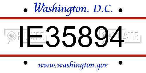 IE35894 District Of Columbia License Plate